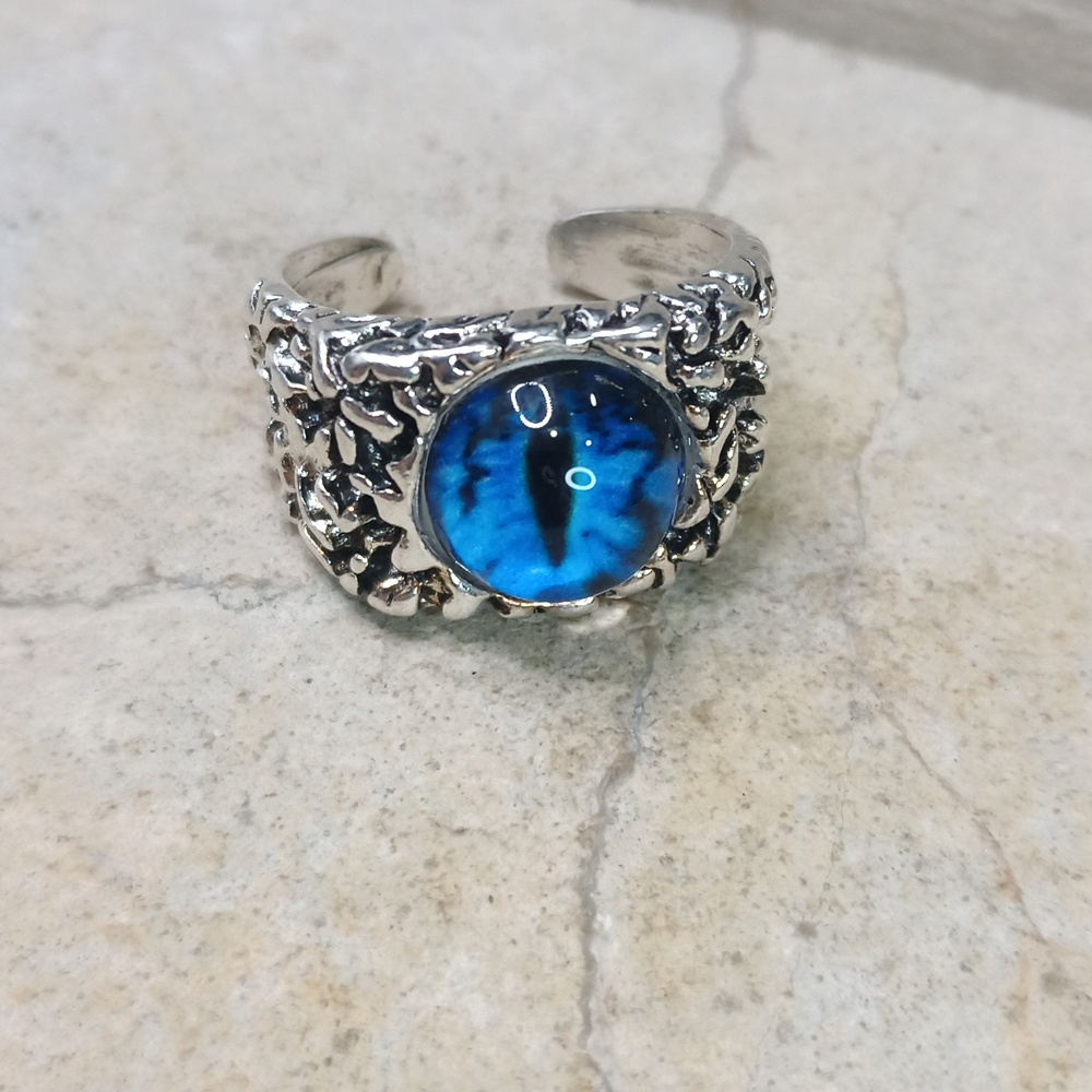 Silver Dragon Eye Evil Eye Ring Adjustable